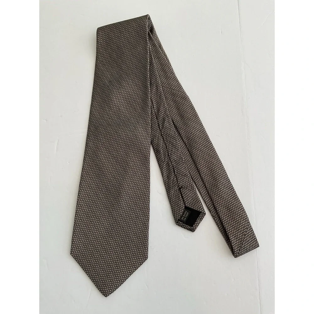 Men's Banana Republic Brown Geometric Silk Tie Made in Italy Quiet Luxury